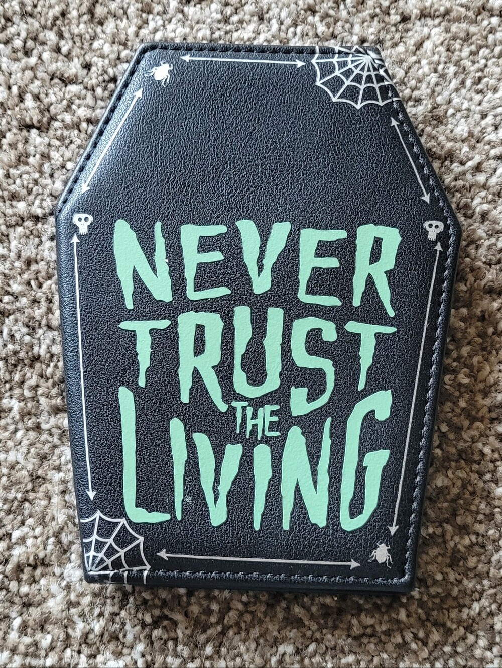 Gothic Coffin Wallet Never Trust The Living Snap Closure Card Slots Beetlejuice